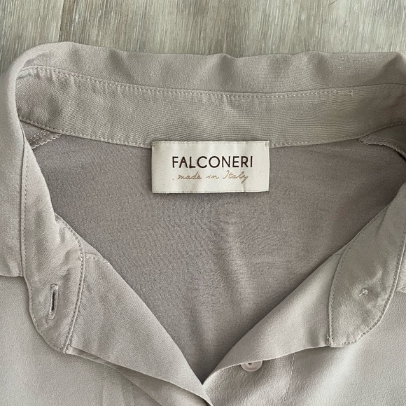 Falconeri Silk Collared Shirt size small tanned / beige - Picture 9 of 13